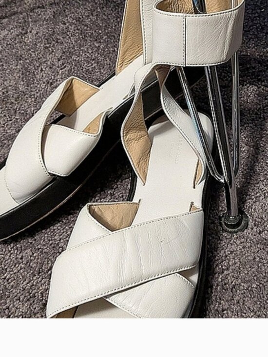 rag & bone Shoes - Rag & Bone White Black Cross-Strap Slide Sandals Size 38